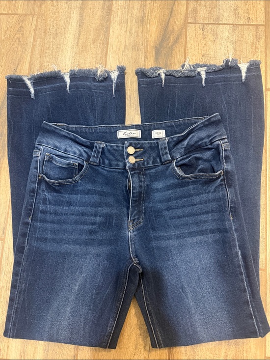 KanCan Denim - KanCan Dark Blue Raw Hem Ankle Jeans